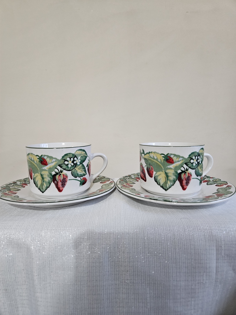 Strawberry Motif Tea Cups with Saucers